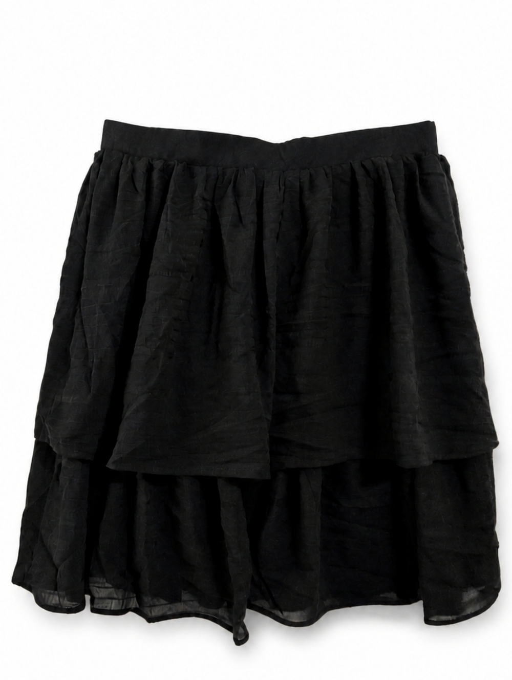 Francesca’s Tiered Ruffle Skirt Black Flowy NWT Size Medium‎